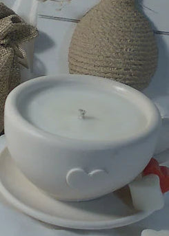 Luméa - vue de dessus, pot tasse soucoupe jesmonite - Cocon by Héléa