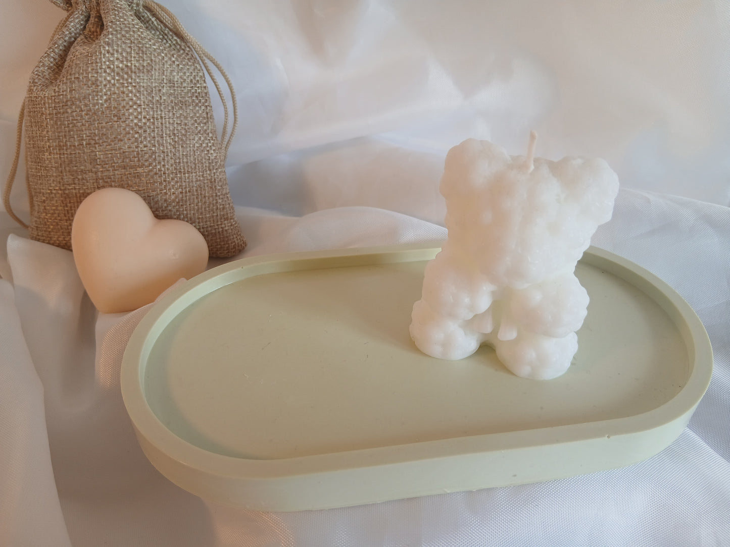 Plateau Jesmonite Ovale | Vide-poche & Porte-bougie | Fait main à Nice | Couleur au choix