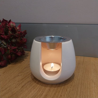 Ignéa - brûle-parfum en jesmonite, coupelle argentée incluse - Fait main à Nice