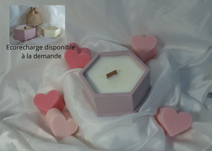 Bougie dans pot hexagonal