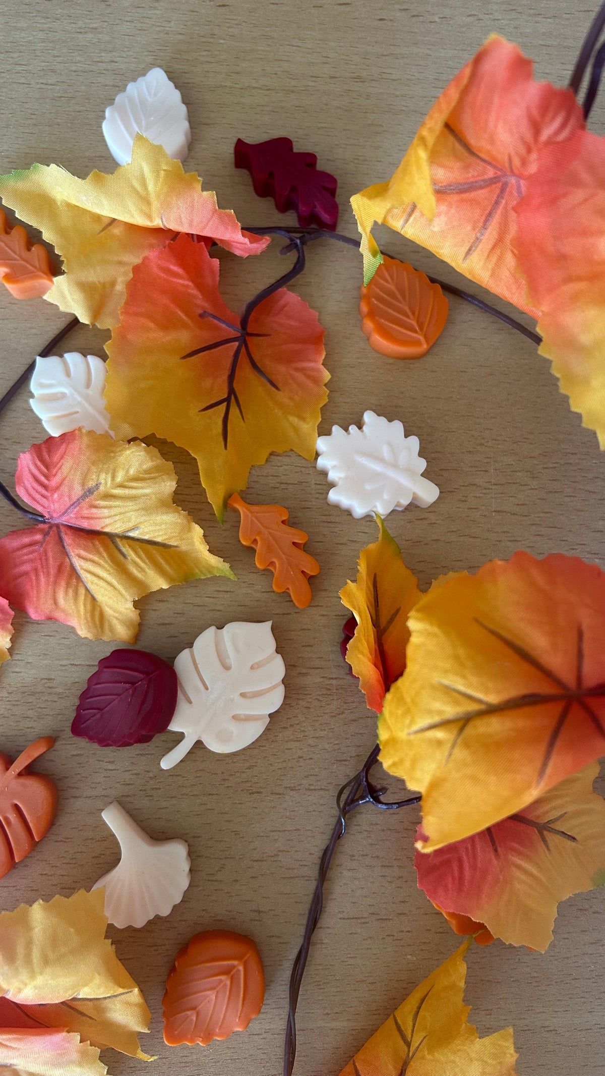 Sachet de fondants feuilles d'automne crème et rouille, cire de soja parfumée - Fait main à Nice