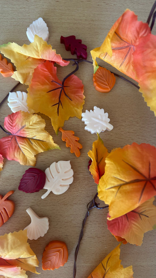 Sachet de fondants feuilles d'automne crème et rouille, cire de soja parfumée - Fait main à Nice