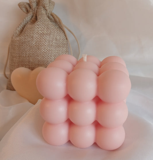 Perléa — Bougie Bulle Cube | Cire de soja | Couleur & Parfum au choix | Fait main à Nice