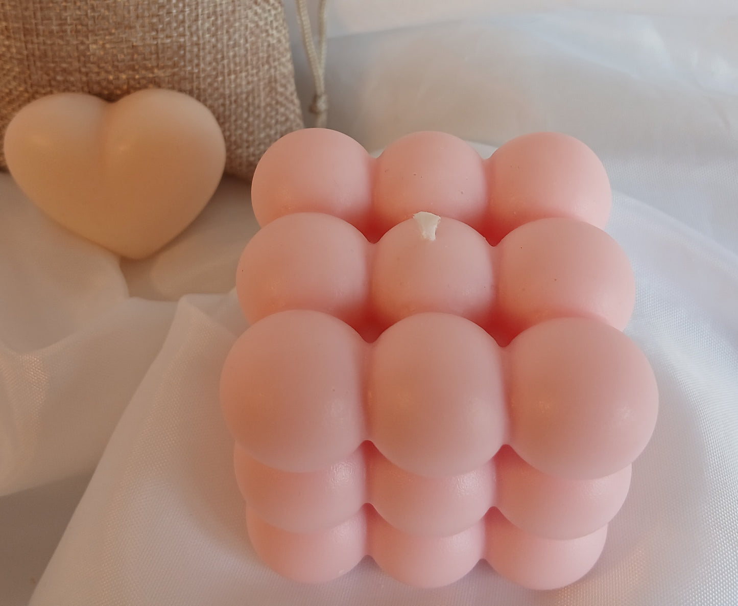 Perléa — Bougie Bulle Cube | Cire de soja | Couleur & Parfum au choix | Fait main à Nice