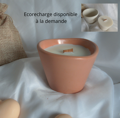 Terréa — Bougie en pot Jesmonite évasé | Mèche en bois | Cire de soja | Fait main à Nice