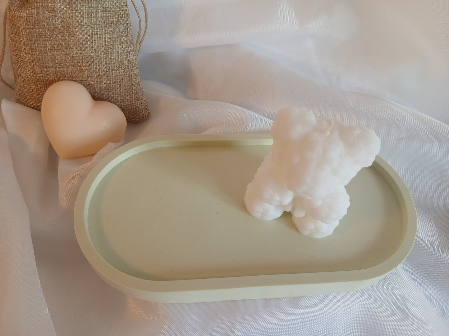 Plateau Jesmonite Ovale | Vide-poche & Porte-bougie | Fait main à Nice | Couleur au choix